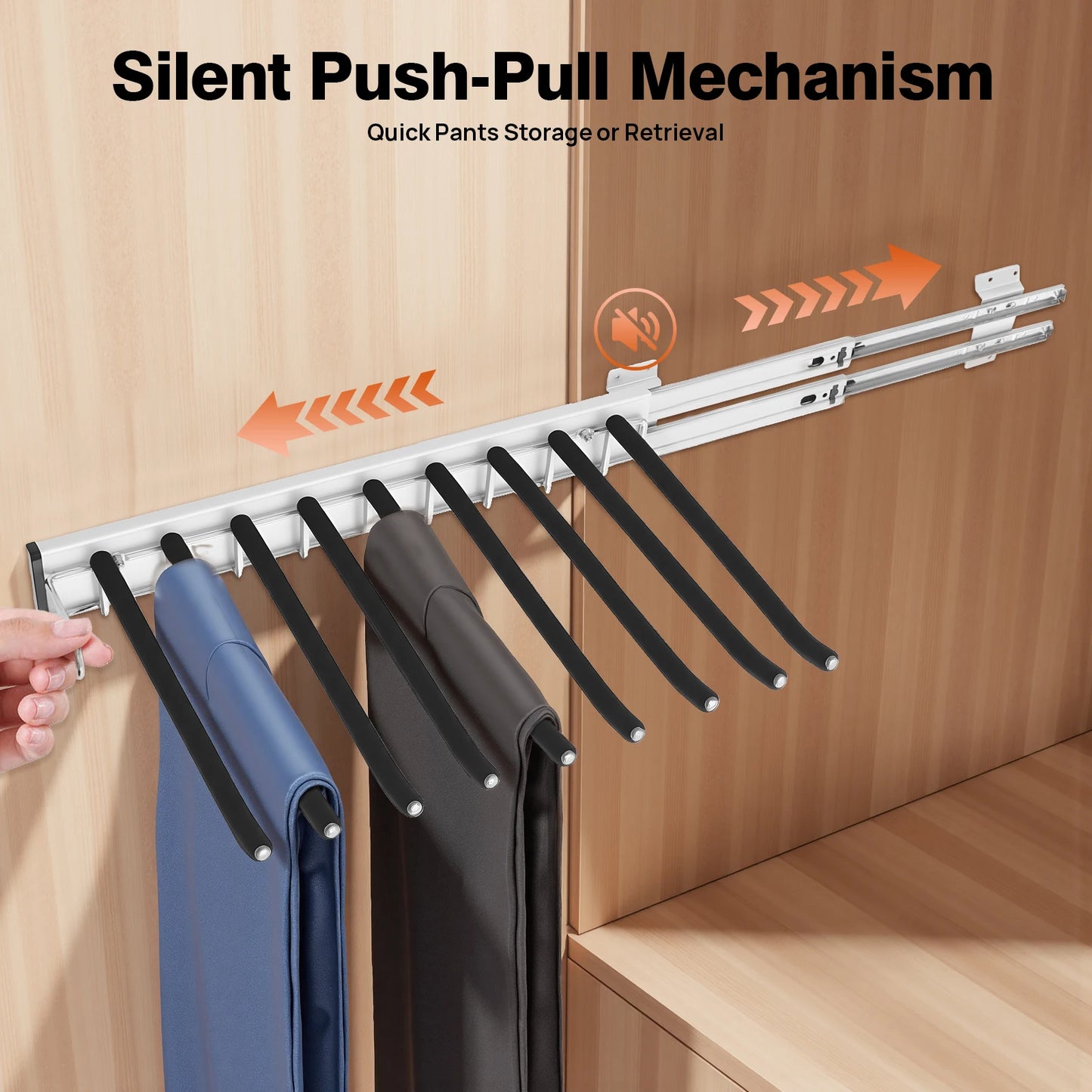 Bymaocar Pull Out 9 Rods Trousers Rack Retractable Wardrobe Organizer
