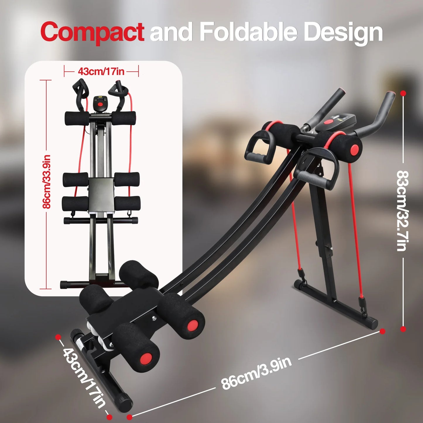 Foldable Ab Machine For Home Gym Core And Abdominal Trainer LCD Display