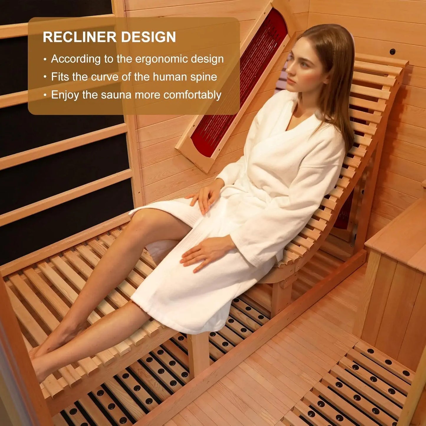 SMARTMAK Far Infrared Hemlock Wood Sauna Indoor Spa