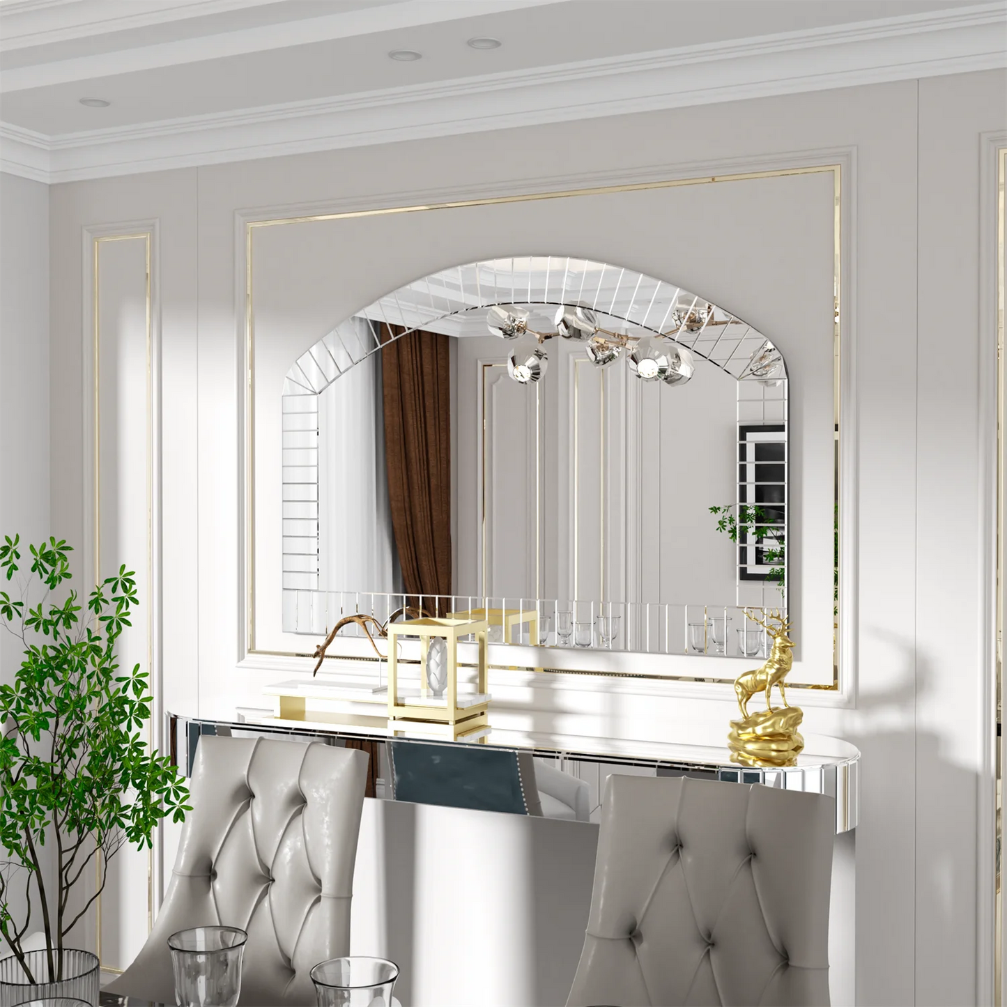 Arched Wall Mirror Venetian Accent Beveled Edge For Home Decor