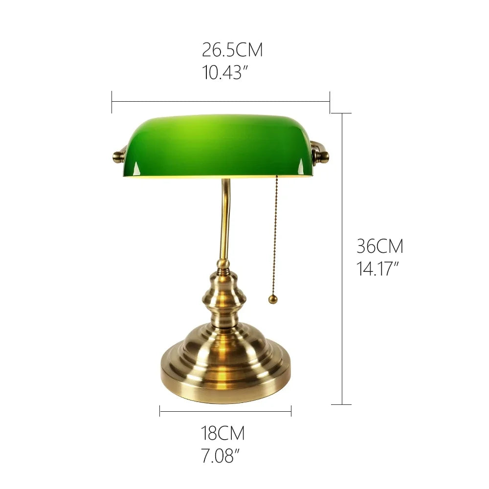 Newrays Desk Lamp Glass Banker Lamp Zipper Switch Home Office