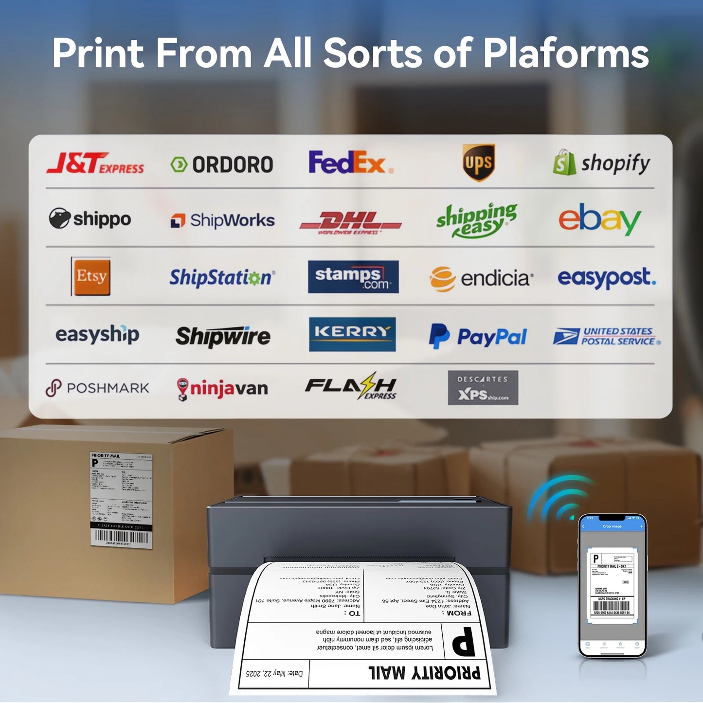 TakeYou No Ink Thermal Label Printer Portable 203DPI Bluetooth USB