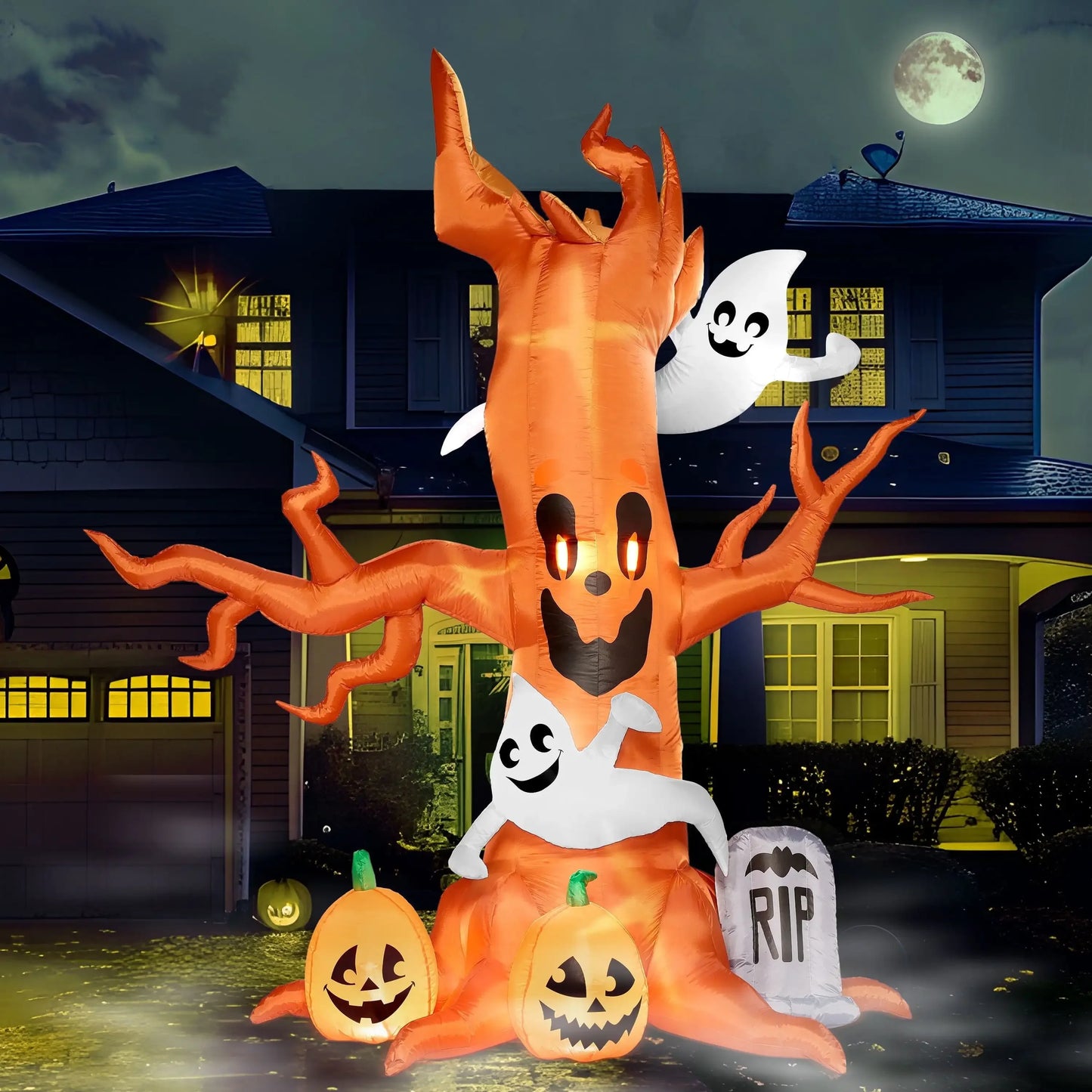 Joyfy Halloween Inflatable Scary Tree With Ghost Decorations