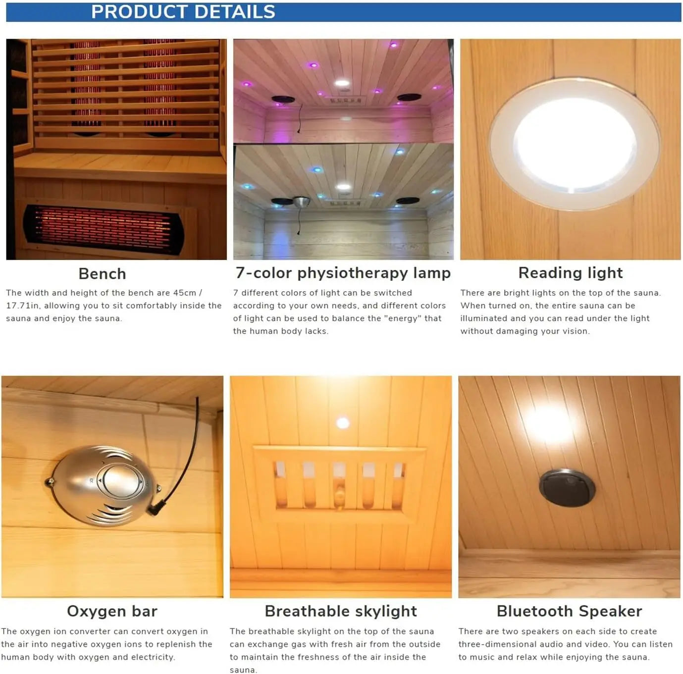 Smartmak 1 Person Infrared Sauna With Hemlock Wood 1350W 120V
