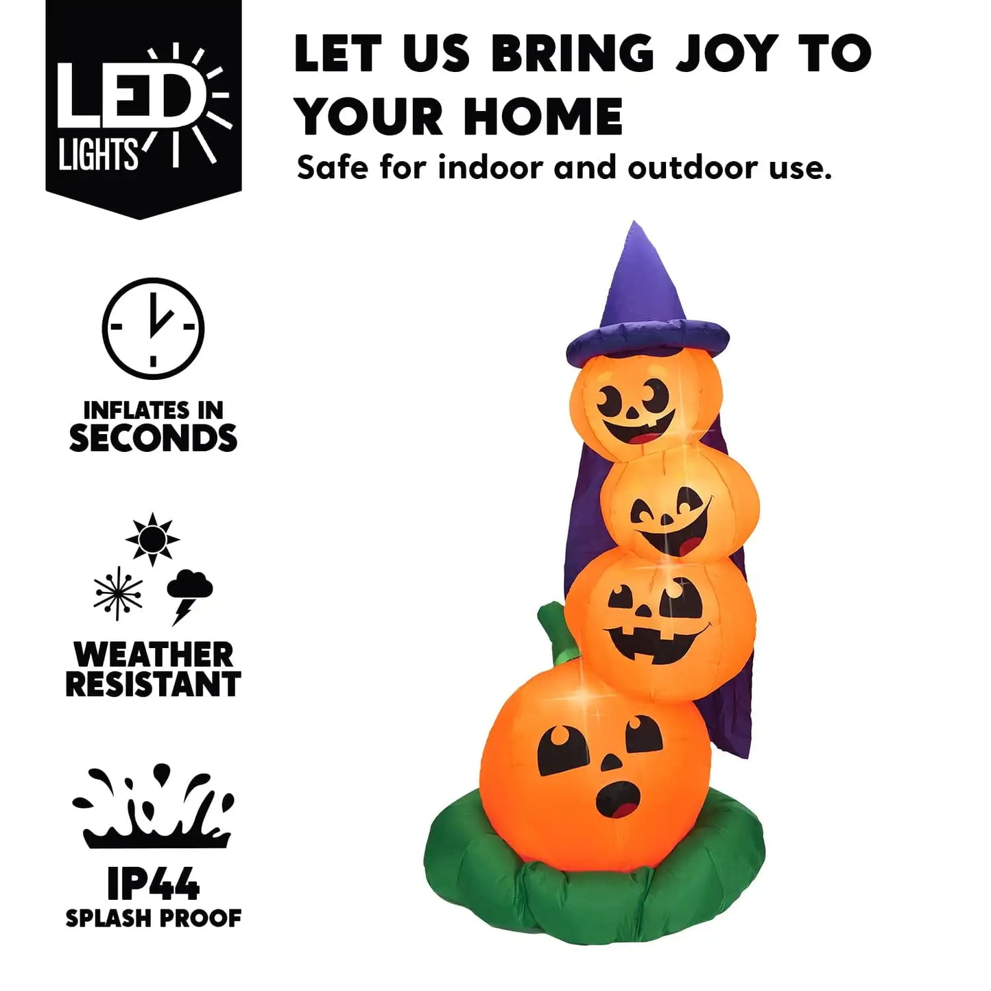Joyfy Halloween Inflatable Stacked Pumpkins With LED Outdoor Decor