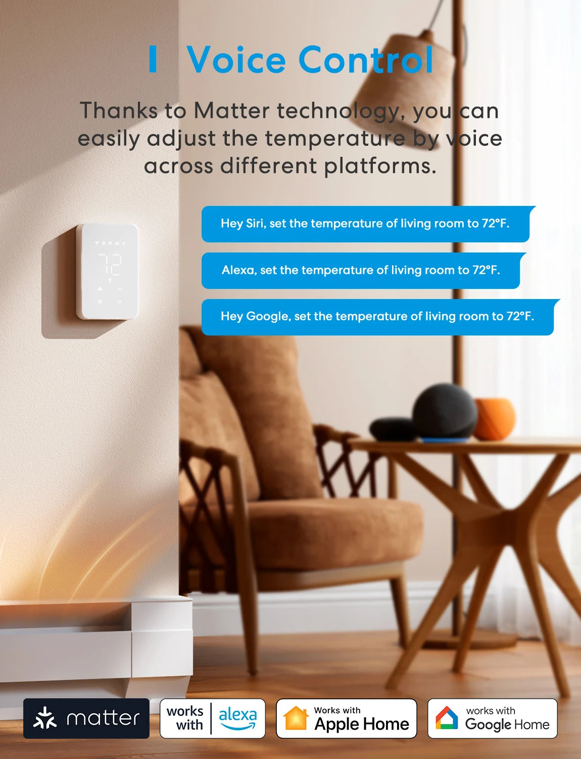 Meross MTS215 Smart Matter Thermostat For Electric Baseboard Heaters