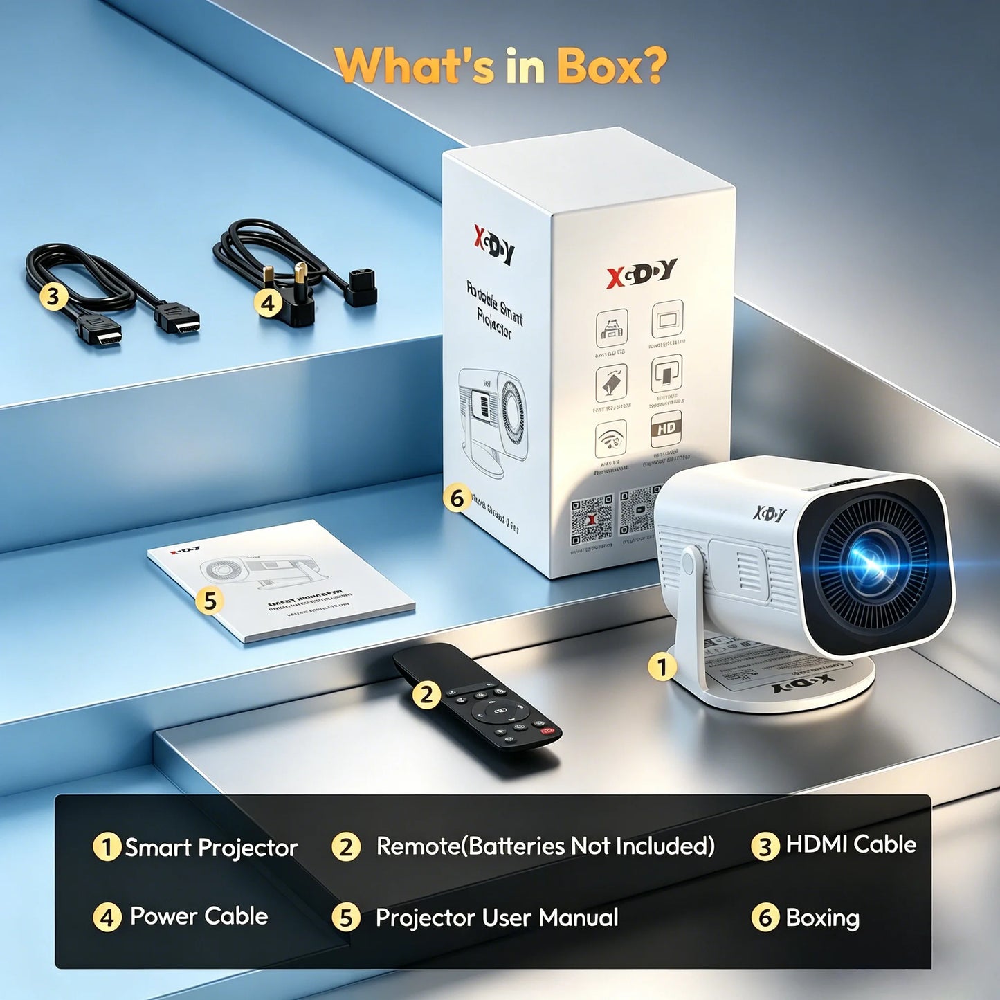XGODY 4K LED Projector 12000 Lumens Brightness WiFi 6