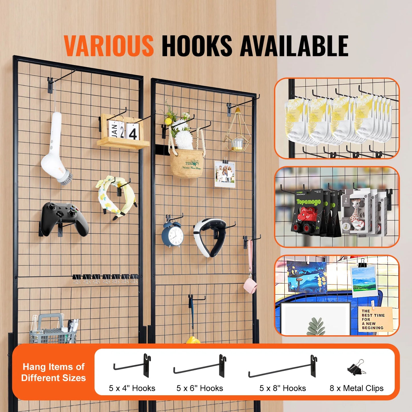SucceBuy Grid Wall Panels Double Sided Wire Gridwall Display Racks