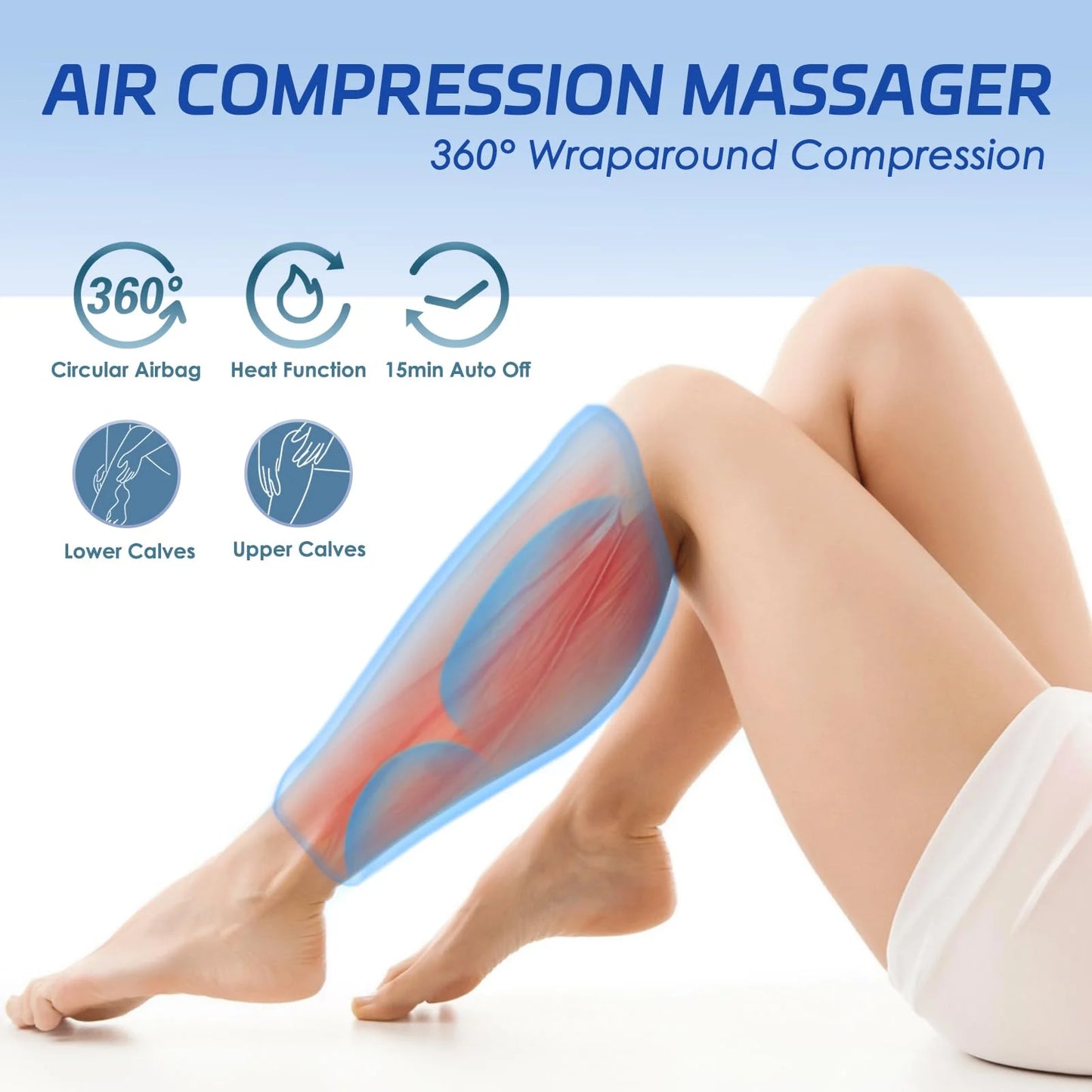 Cordless 3 In 1 Leg Massager With Compression Kneading Vibration
