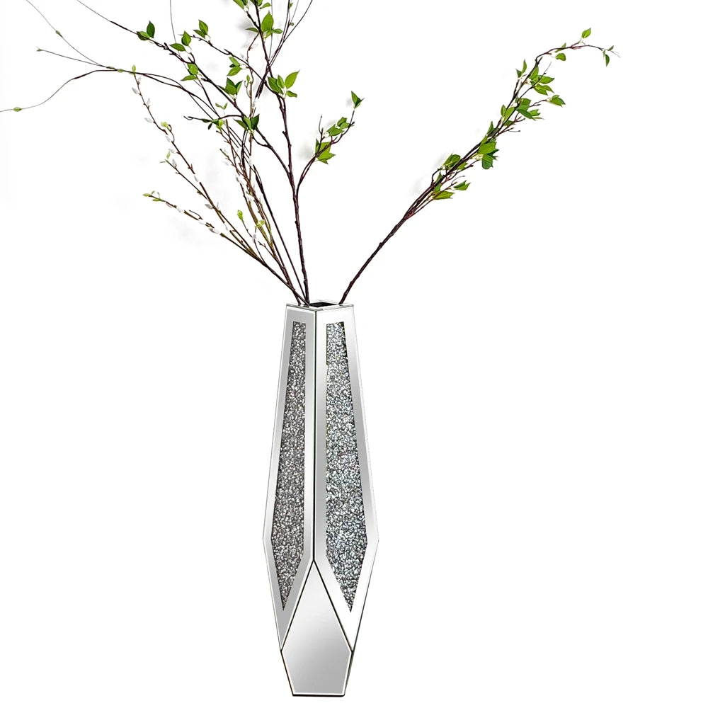 Crushed Diamond Mirrored Flower Vase Floor Standing