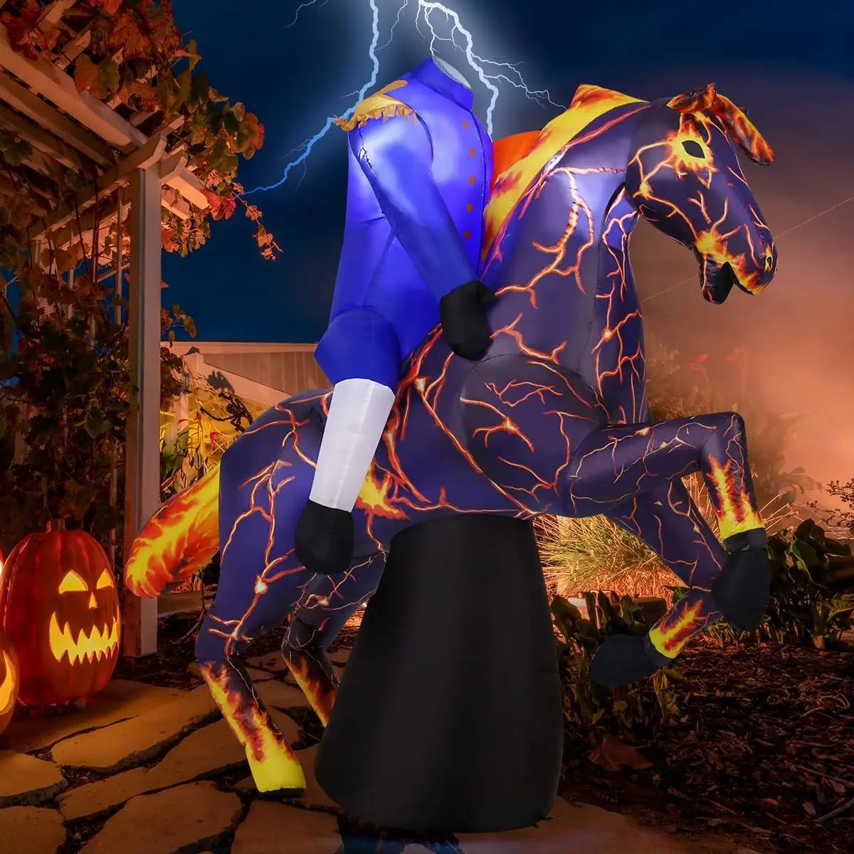 Headless Horseman Halloween Inflatable Outdoor Decoration With LED Lights