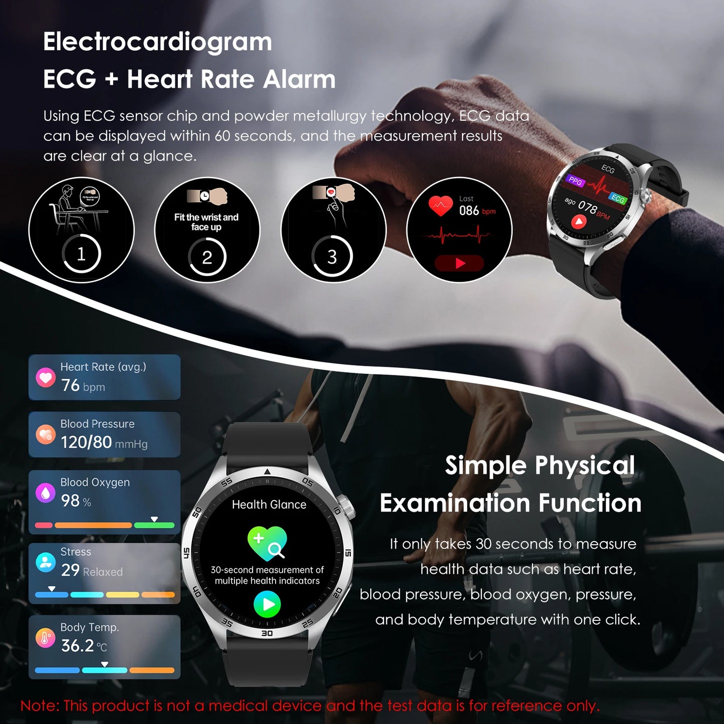 Ecg Smart Watch With Blood Pressure Oxygen And Bluetooth Calling