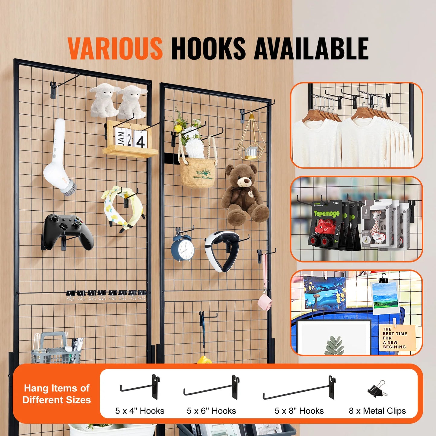 SucceBuy Grid Wall Panels Double Sided Wire Gridwall Display Racks