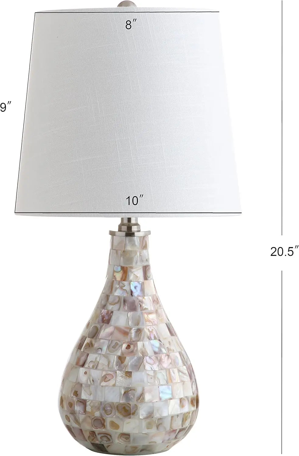 Seashell Coastal Mini LED Table Lamp With White Linen Drum Shade