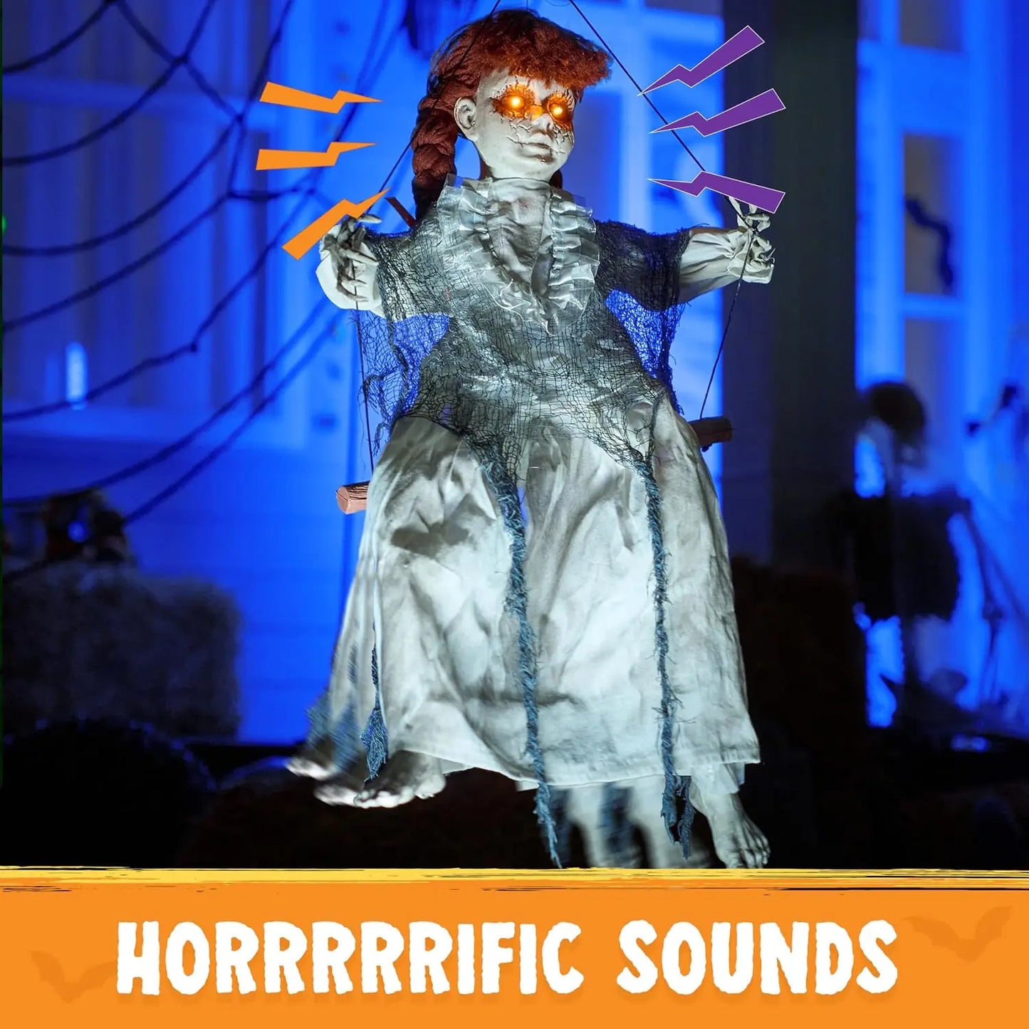 Joyfy Animated Hanging Scary Halloween Doll With Light Up Eyes