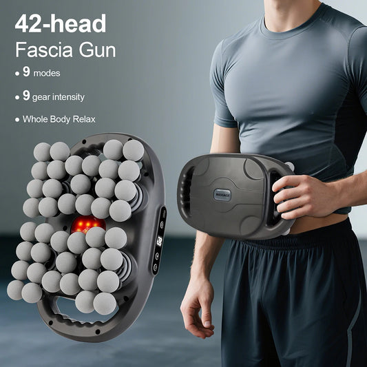 Iebilif Wireless 42 Heads Fascia Massage Gun Red Light Therapy