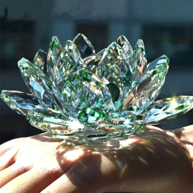 Crystal Lotus Paperweight Figurine For Home Decoration And Gifts