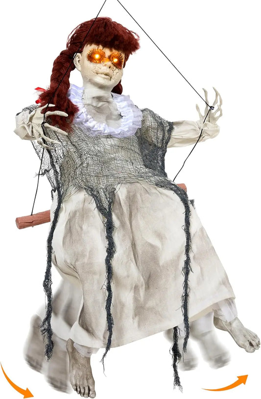 Joyfy Animated Hanging Scary Halloween Doll With Light Up Eyes