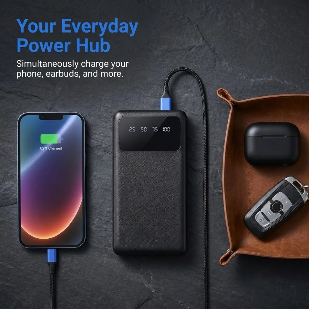 20000mAh Dual USB Power Bank With LED Display Type-C And Micro Inputs