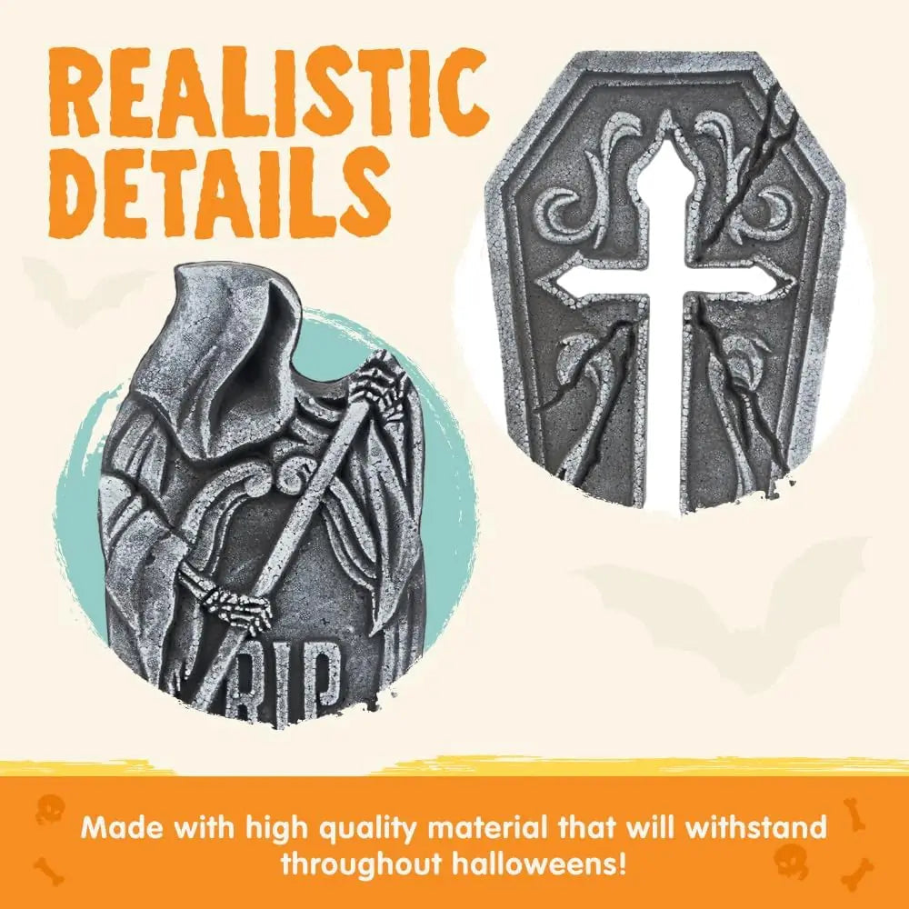 Joyfy 5 Pack Halloween Graveyard Foam Headstones Outdoor Lawn Tombstones