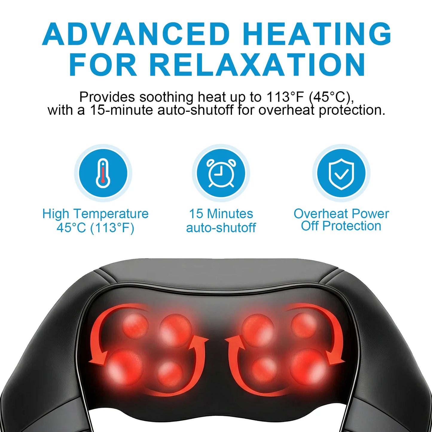 Leercon Shiatsu Neck Shoulder Massager Heated Back Pillow