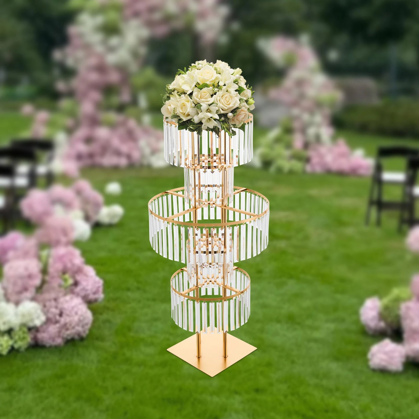 5 Tier Wedding Centerpiece Stand Acrylic Flower Vase With Hanging