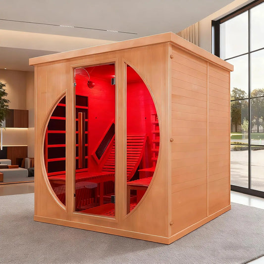 SMARTMAK Infrared 2 Person Wooden Sauna With Recliner