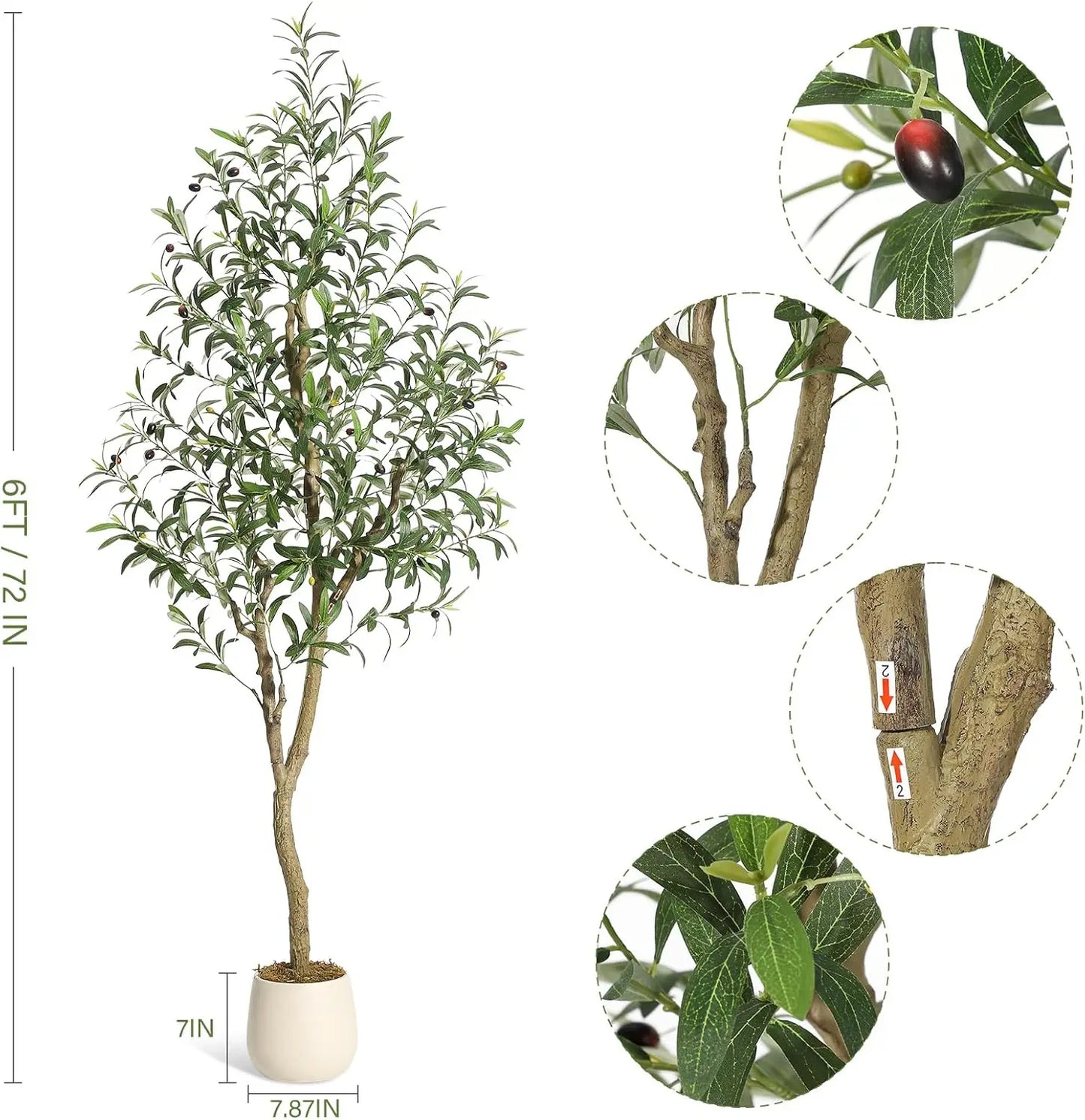 HiMISS Olive Trees Artificial Indoor Potted Plant For Home Decor