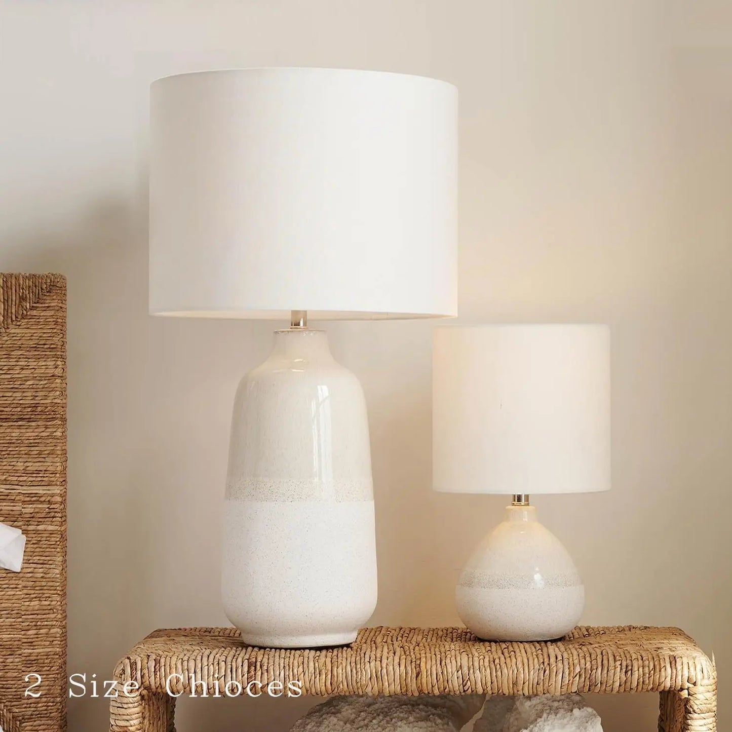 Ceramic Table Lamps Set of 2 With Linen Shades Farmhouse