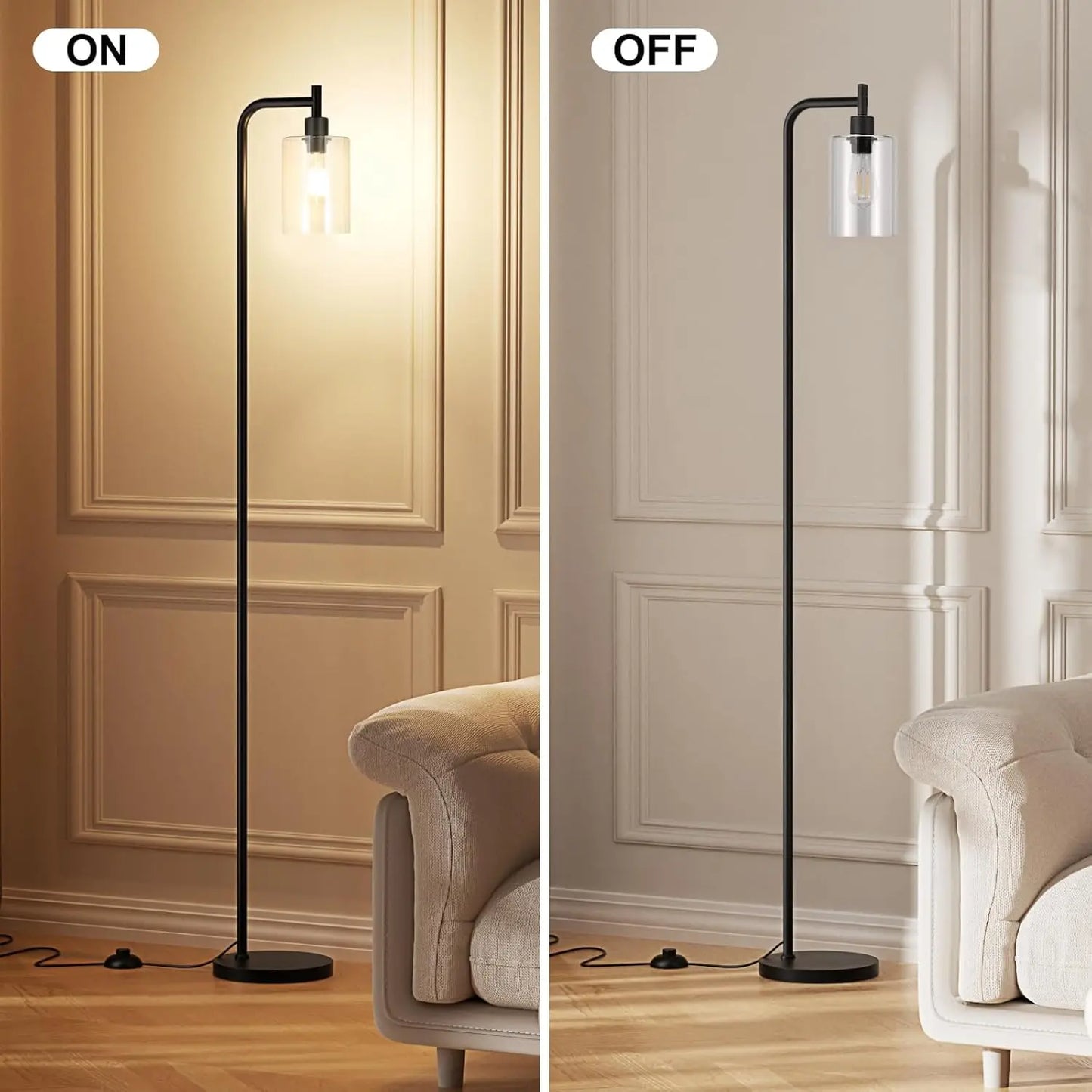 Industrial Floor Lamp With Glass Shade Led Bulb Pedal Switch