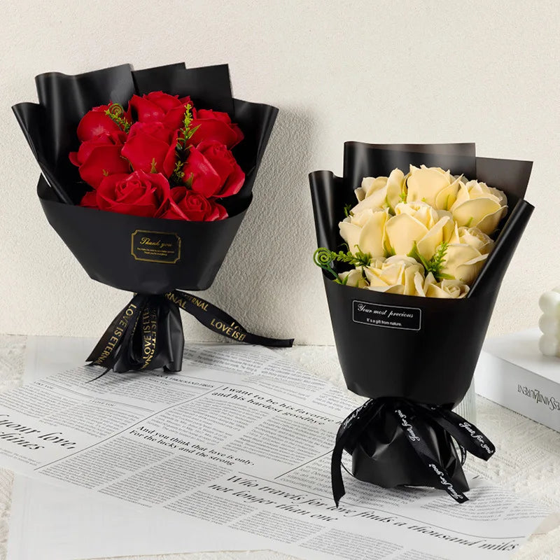 Soap Flower Rose Bouquet Artificial Flowers For Weddings And Gift
