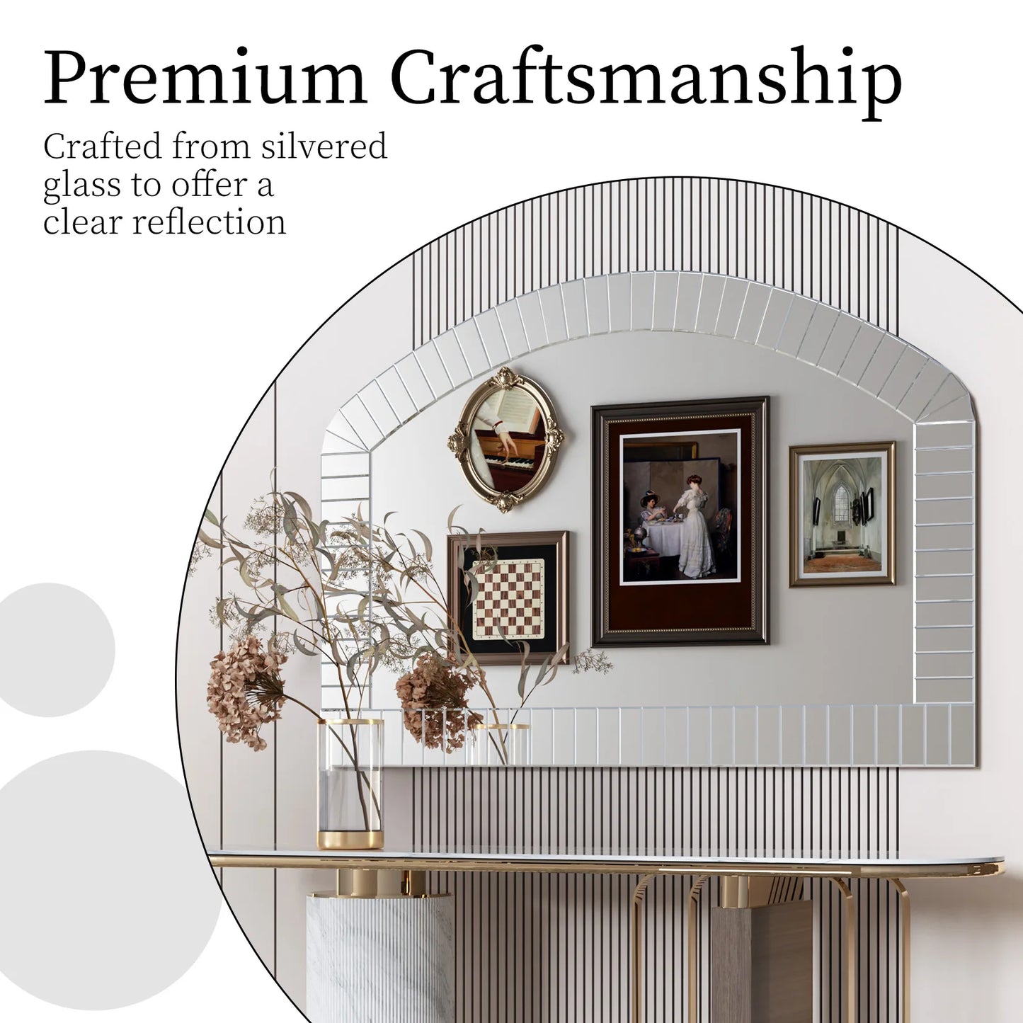 Arched Wall Mirror Venetian Accent Beveled Edge For Home Decor