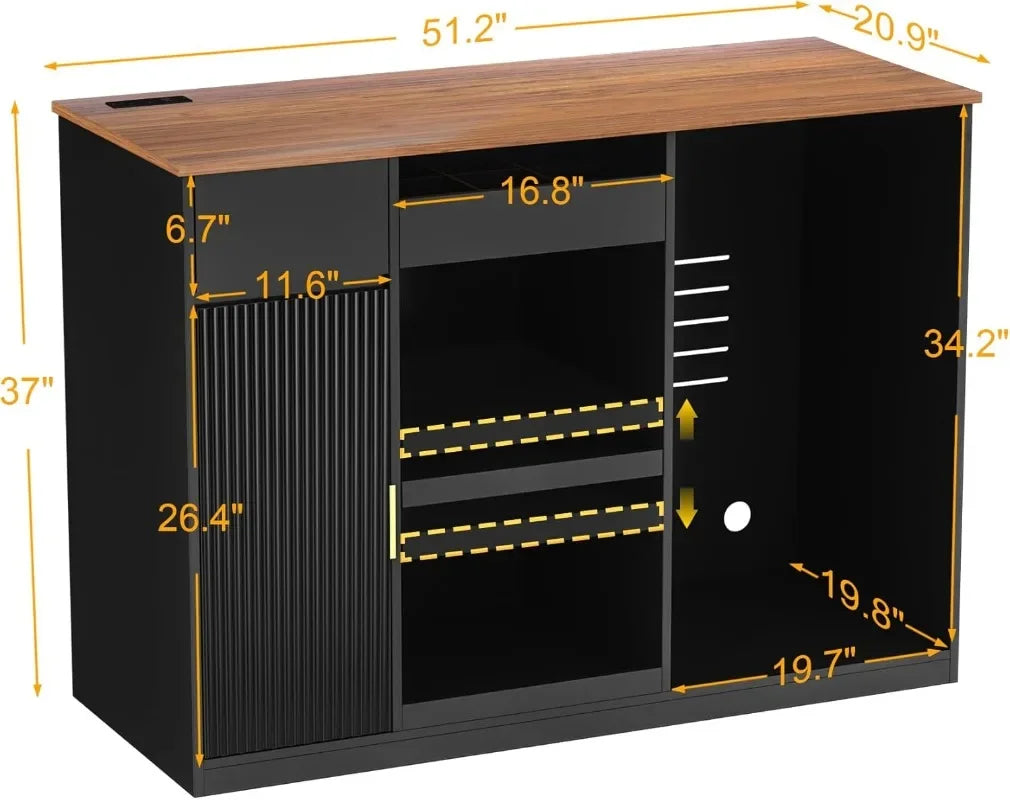 Snack Bar Cabinet With Fridge Space And Candy Display Shelf