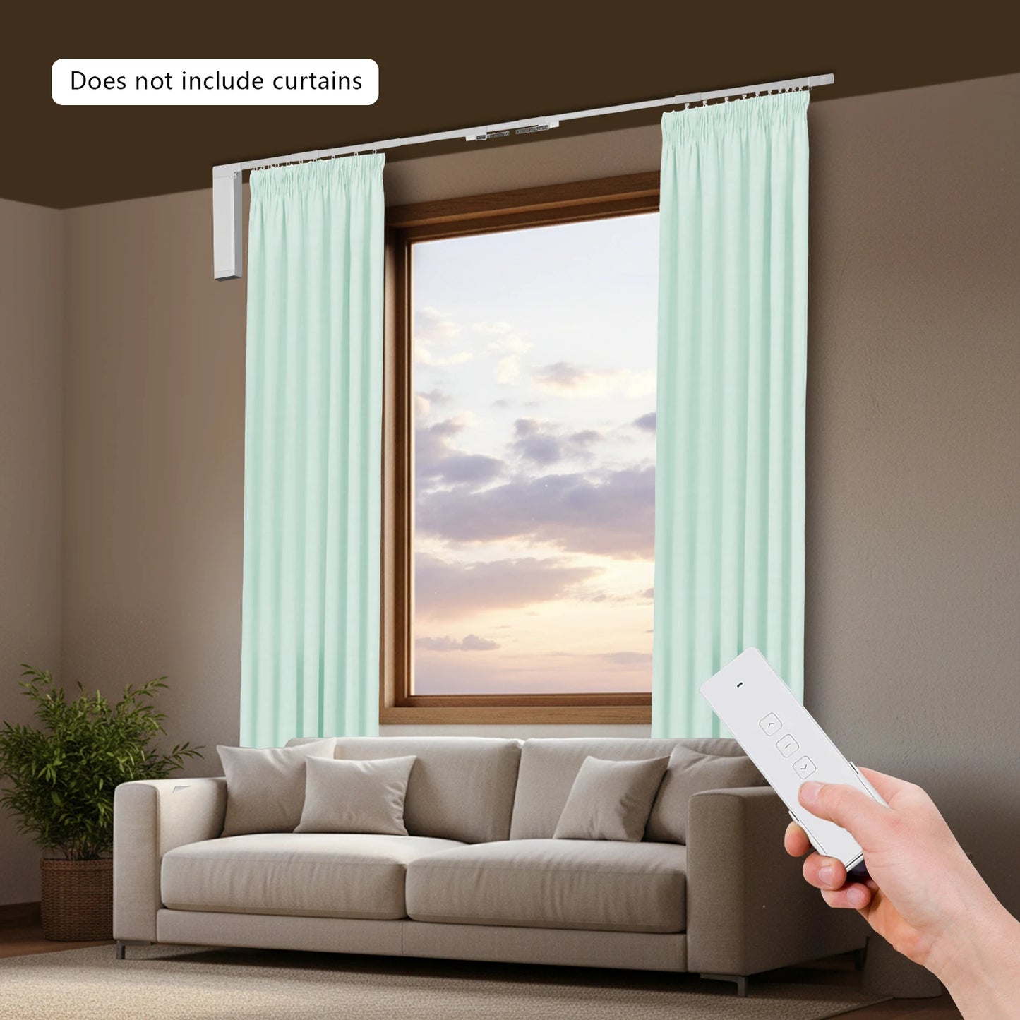 Motorized Curtain Track With Remote Control And Smart Home