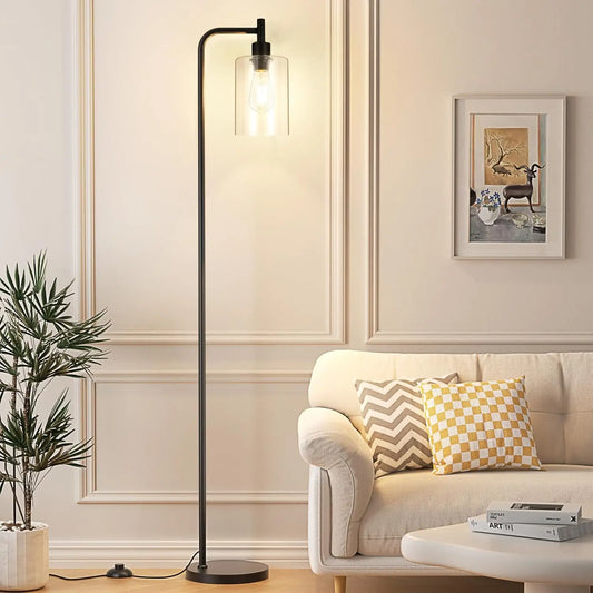 Industrial Floor Lamp With Glass Shade Led Bulb Pedal Switch
