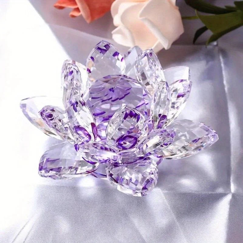 Crystal Lotus Paperweight Figurine For Home Decoration And Gifts