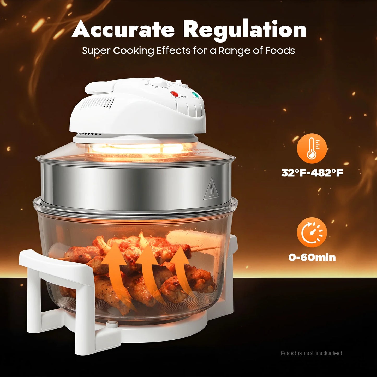 Visual Air Fryer 110V 1200-1400W Grill Rack Oil Free