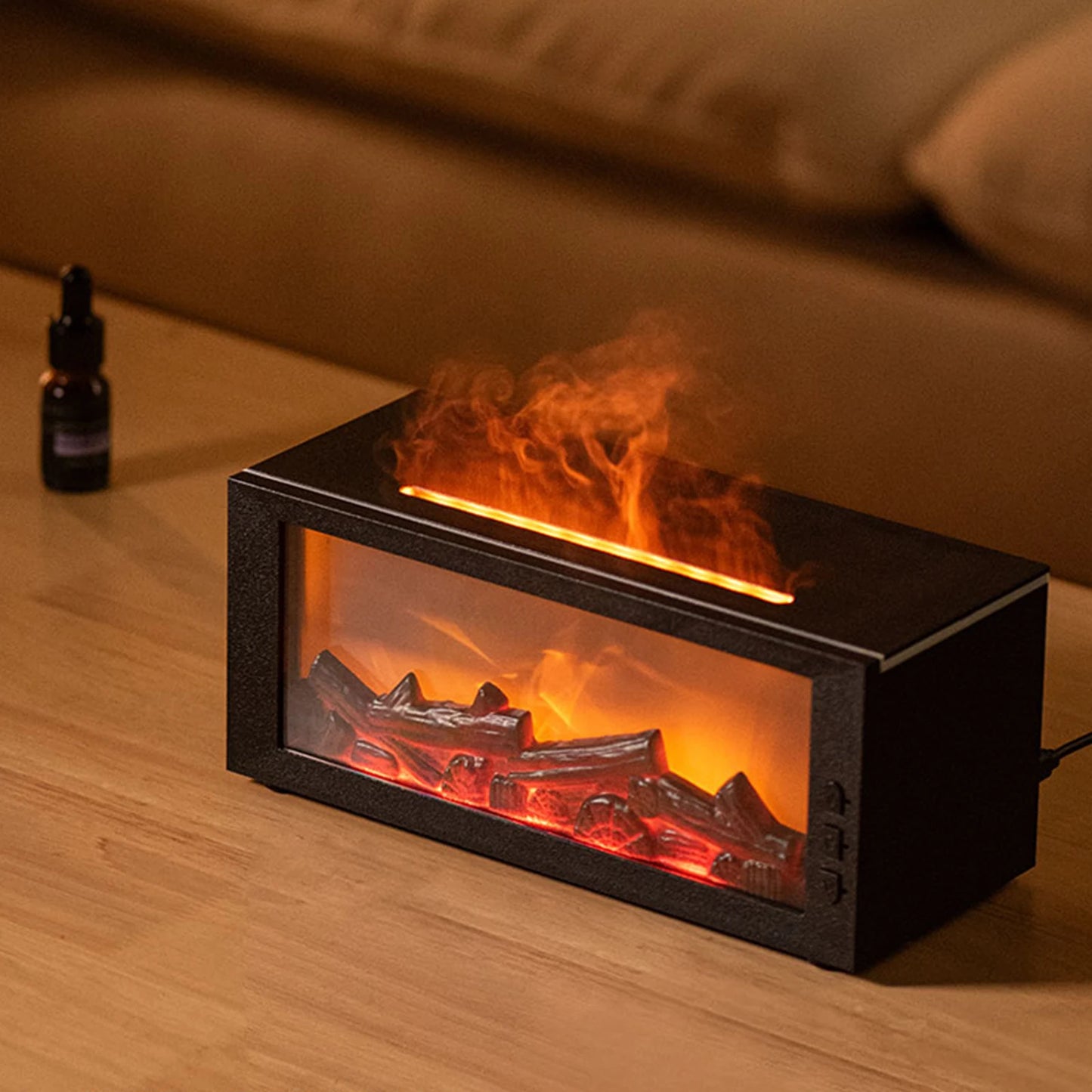 Fireplace Flame Air Diffuser Humidifier With Timer And Aroma