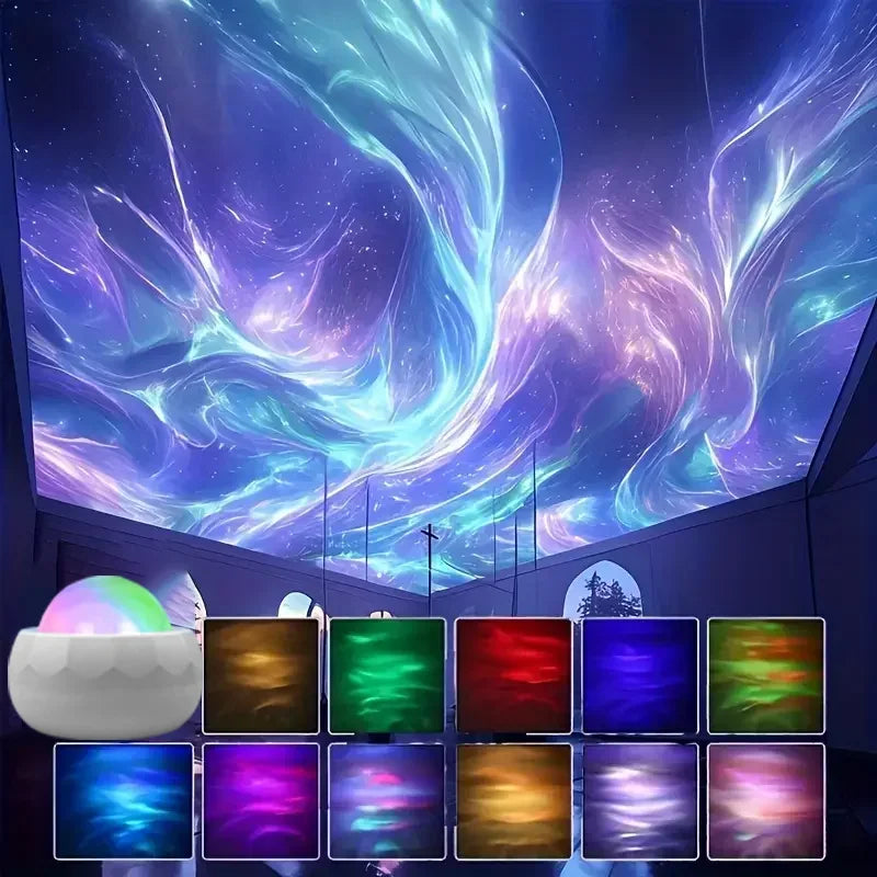 LED Aurora Galaxy Projector Night Light With Remote 360 Rotation
