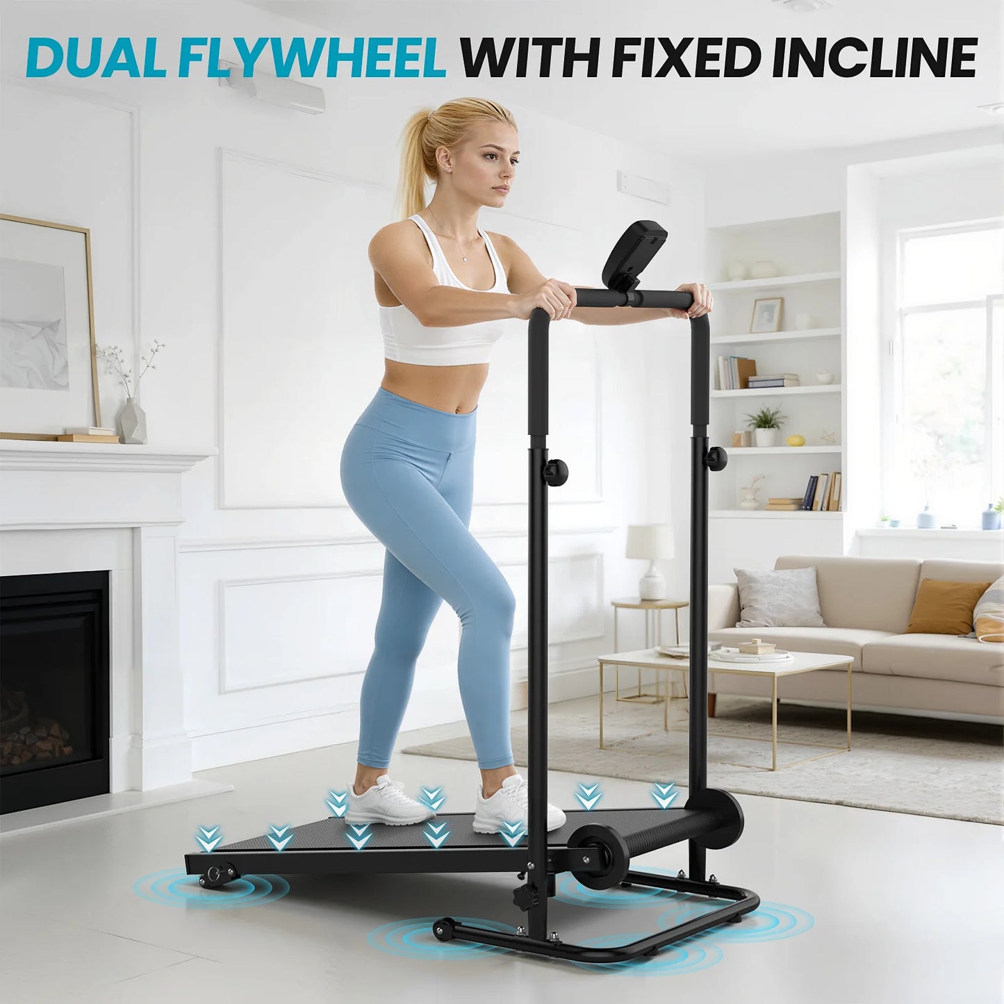 AKLUER Non Motorized Foldable Treadmill For Small Homes