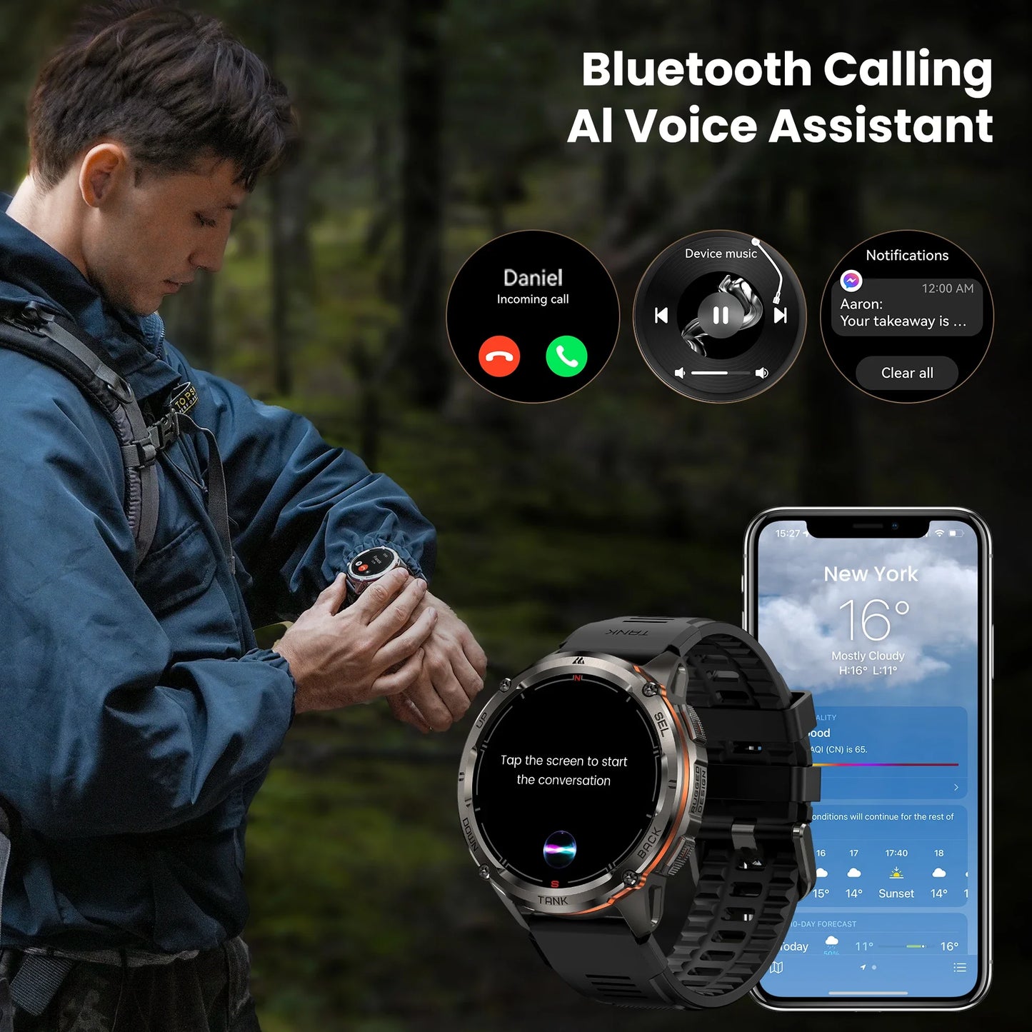 KOSPET TANK T3 Ultra GPS Smart Watch Bluetooth Calling