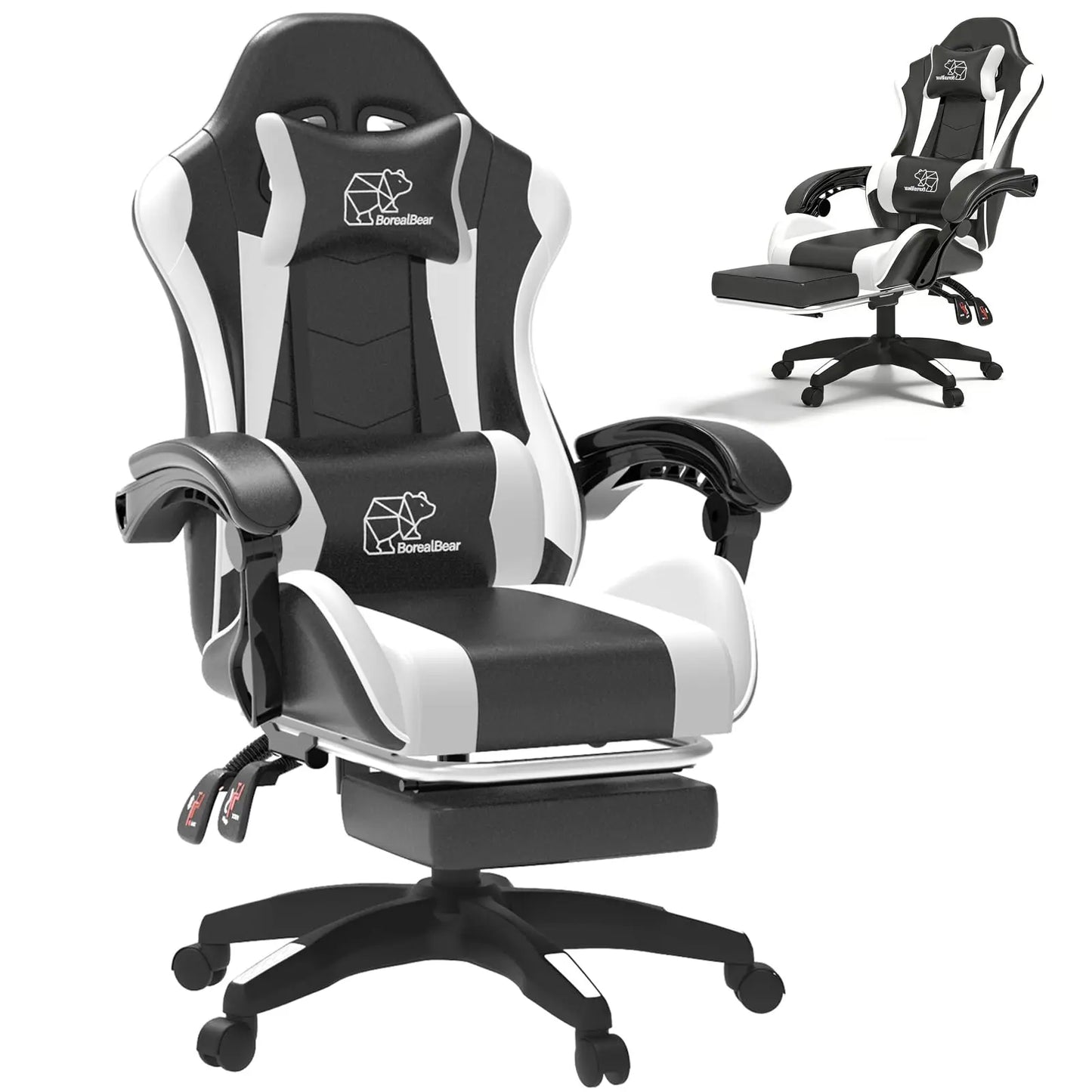 Computer Gaming Chair Ergonomic Leather Office Chair With Foot Rest