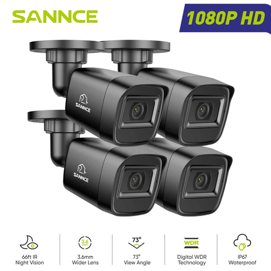 SANNCE 2MP 1080P Bullet CCTV Camera 3.6mm Lens Night Vision DVR