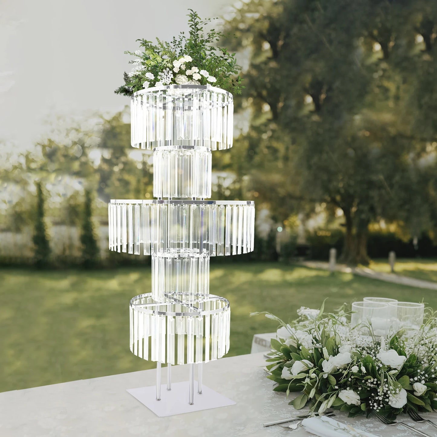 5 Tier Wedding Centerpiece Stand Acrylic Flower Vase With Hanging