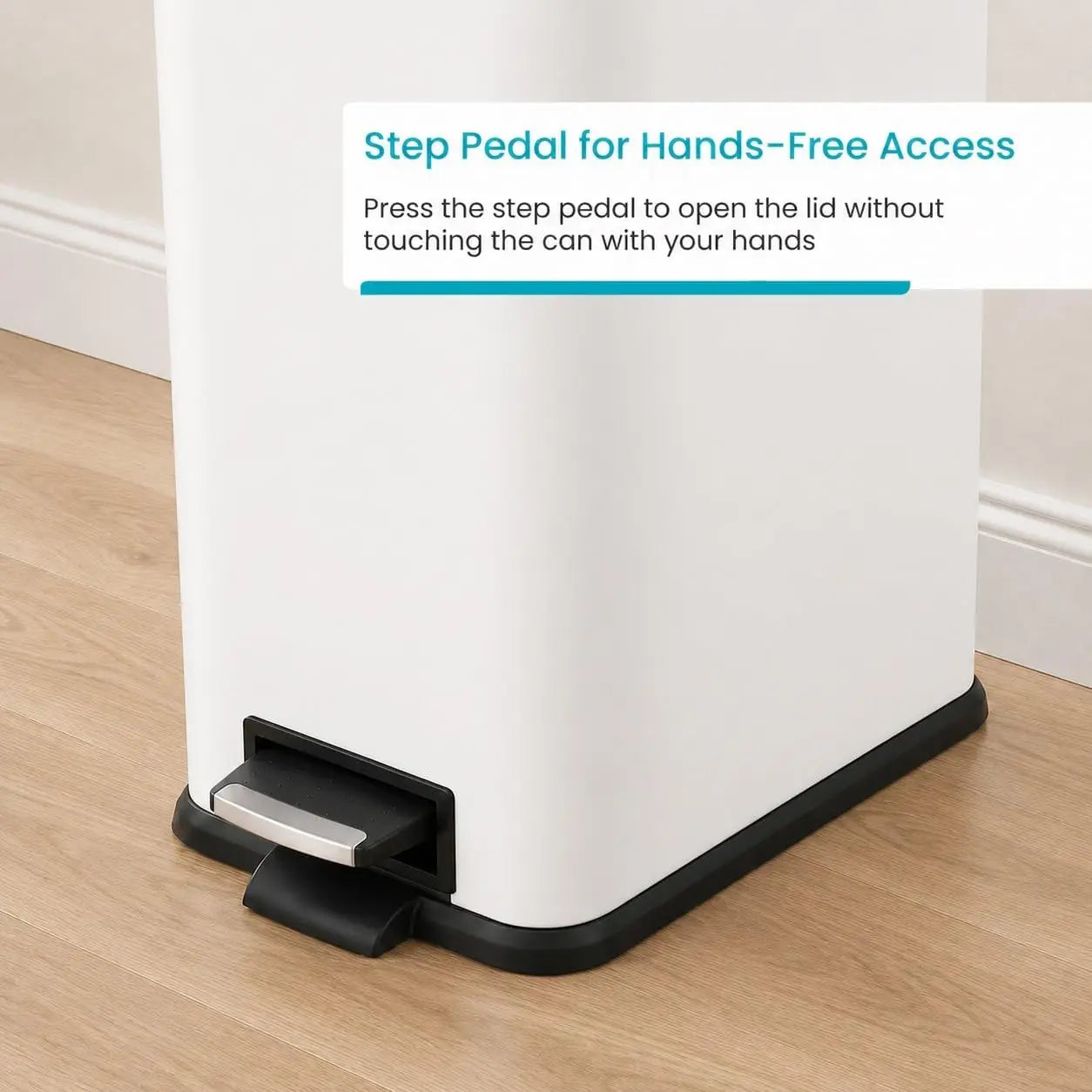 Slim Fit Kitchen Trash Can With Soft Close Pedal Lid