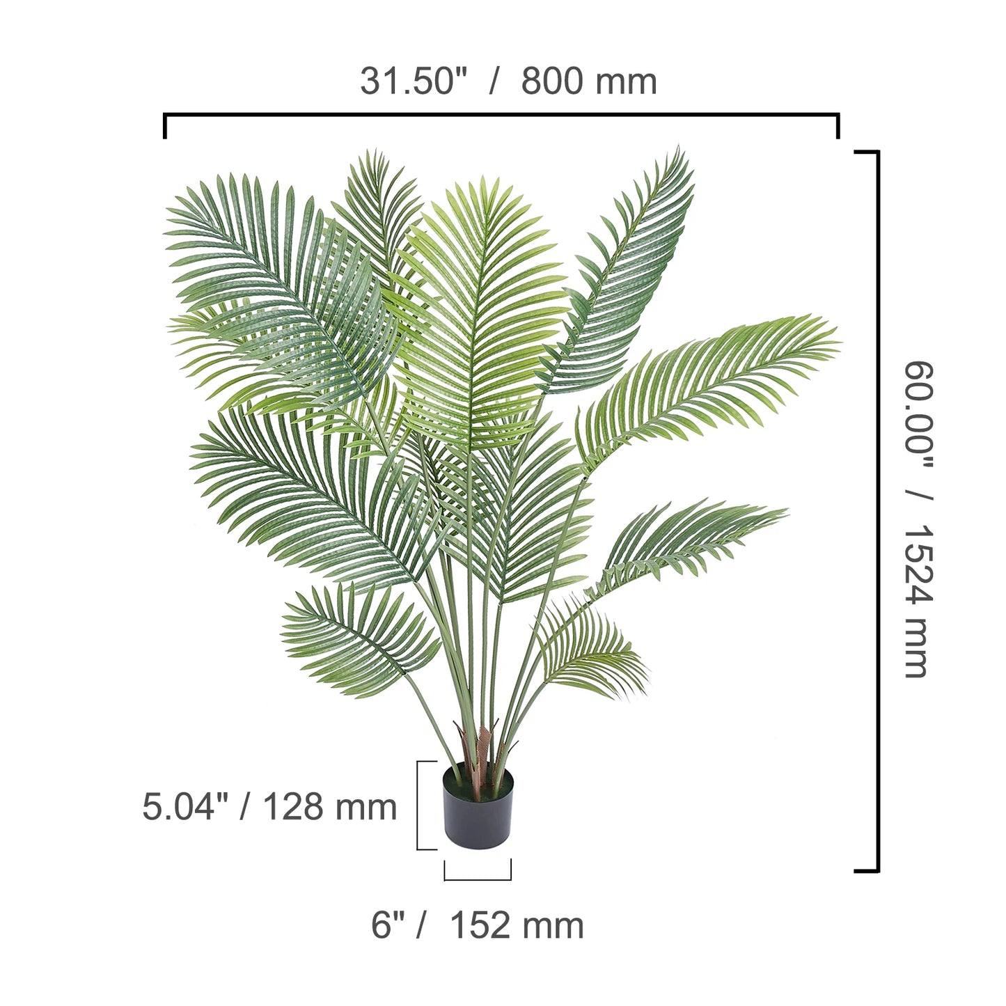 SucceBuy Artificial Palm Tree Faux Plant With Anti Tip Stability For Home