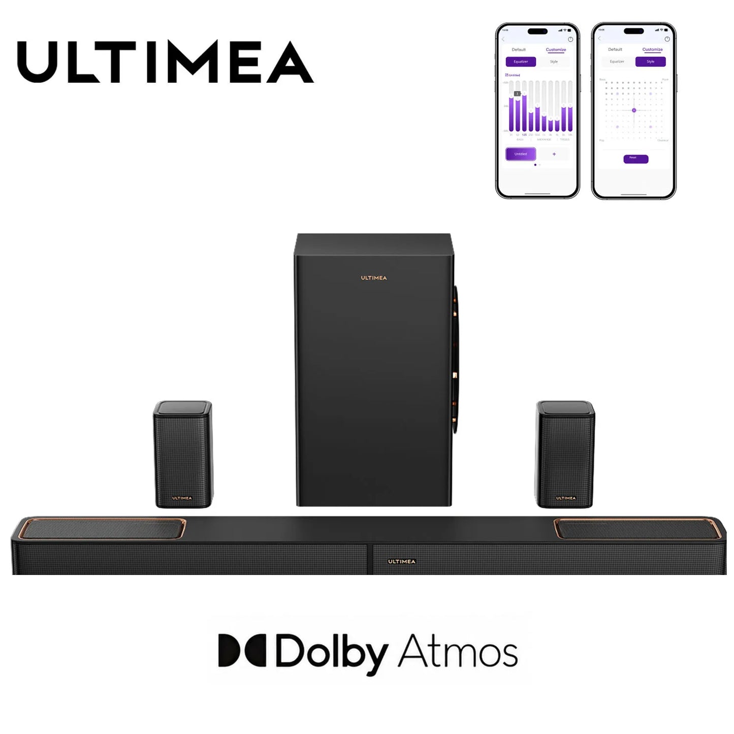 Ultimea 460W 5.1.2ch Dolby Atmos Sound Bar With Surround Speakers
