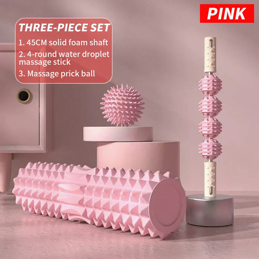 Three Piece Massage Set With Massage Ball And Foam Roller