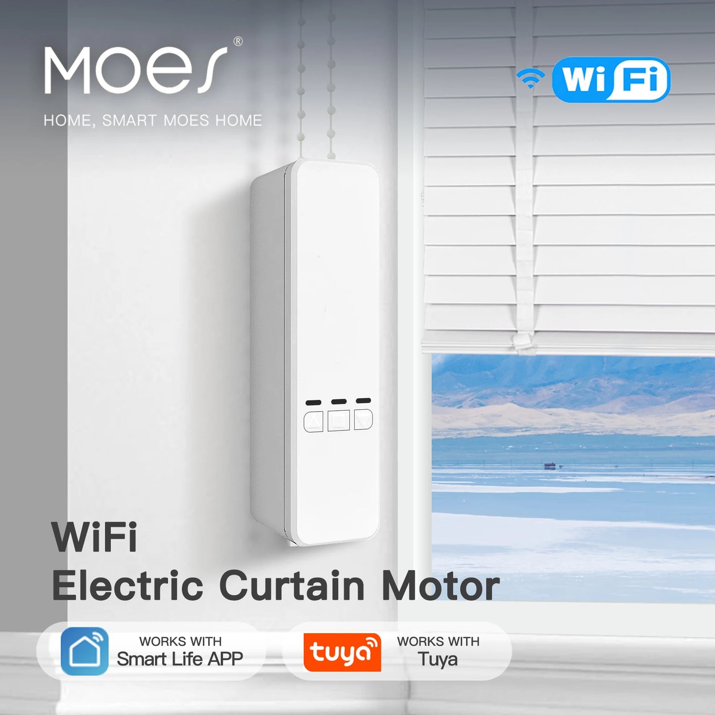 MOES Tuya WiFi Motorized Chain Roller Blinds Kit With RF Remote
