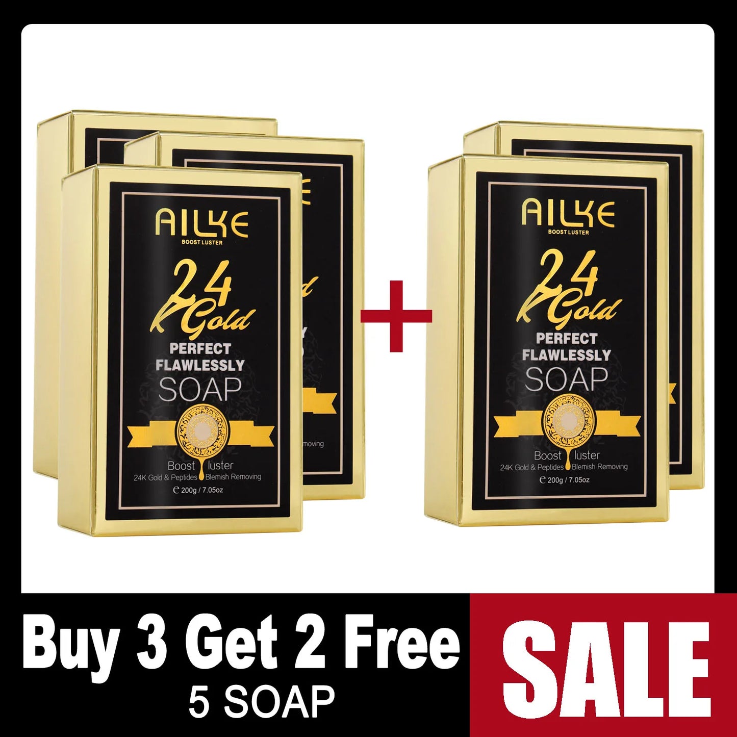 AILKE 24K Gold Collagen Cream Whitening Facial Anti Aging Set